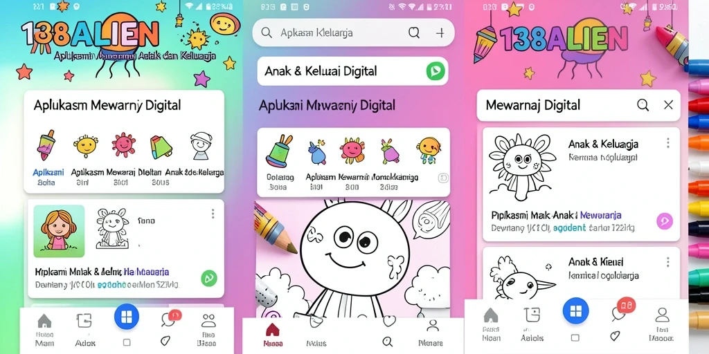 Antarmuka pengguna 138ALIEN dengan berbagai pilihan gambar mewarnai.