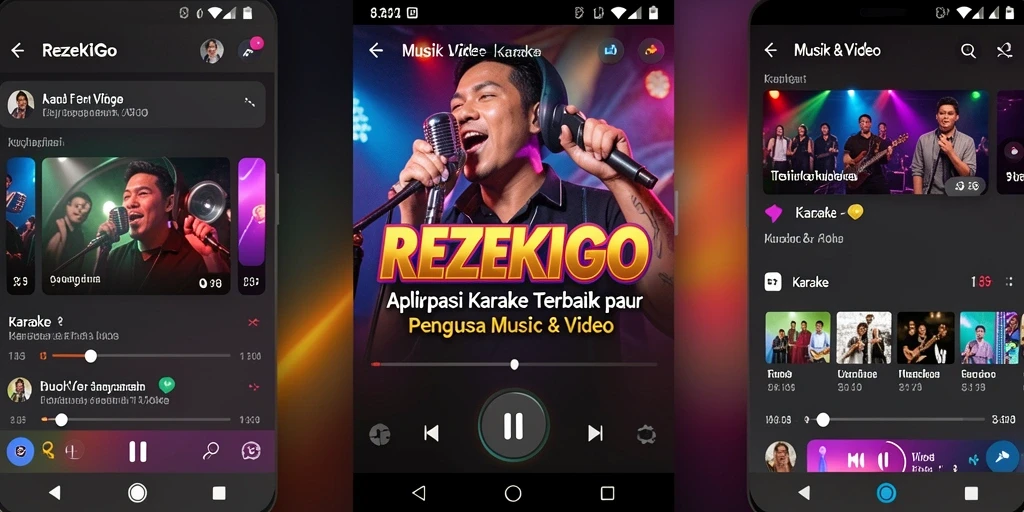 Antarmuka pengguna REZEKIGO dengan fitur Karaoke yang interaktif.