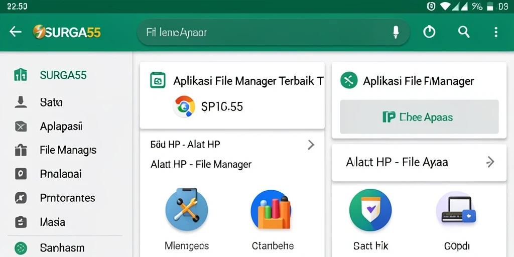 Antarmuka aplikasi File Manager SURGA55 yang sederhana dan fungsional.