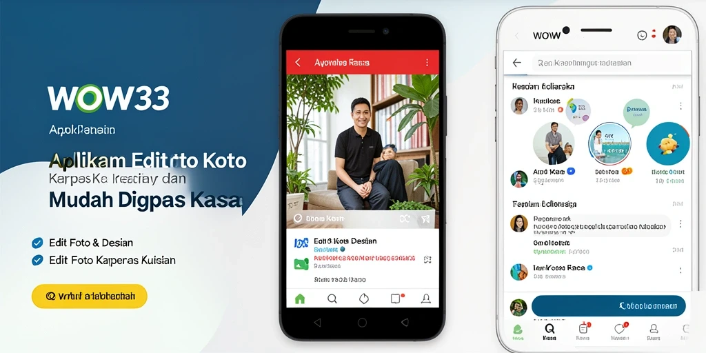 Antarmuka WOW33 yang memudahkan proses Edit Foto Kertas Kaca.